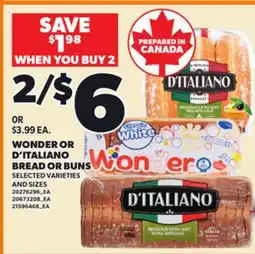 Loblaws WONDER OR D'ITALIANO BREAD OR BUNS offer