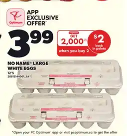 Loblaws NO NAME LARGE WHITE EGGS, 12'S offer