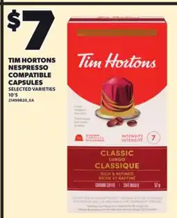 Loblaws TIM HORTONS NESPRESSO COMPATIBLE CAPSULES, 10'S offer