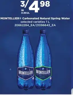 Loblaws MONTELLIER CARBONATED NATURAL SPRING WATER, 1 L offer