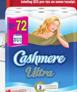 Loblaws CASHMERE ULTRA BATHROOM TISSUE, 24=72 ROLLS offer