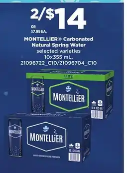 Loblaws MONTELLIER CARBONATED NATURAL SPRING WATER, 10 X 355 ML offer