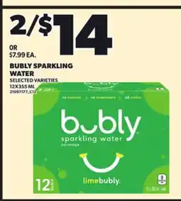 Loblaws BUBLY SPARKLING WATER, 12X355 ML offer
