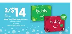 Loblaws BUBLY SPARKLING WATER BEVERAGE, 12x355 mL offer