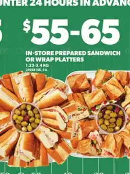 Loblaws IN-STORE PREPARED SANDWICH OR WRAP PLATTERS, 1.23-3.4 KG offer