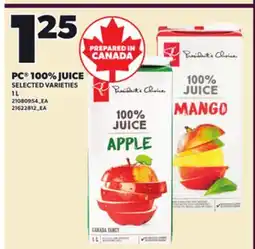 Loblaws PC 100% JUICE, 1 L offer