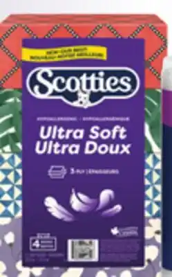Loblaws SCOTTIES ' ULTRA SOFT FACIAL TISSUE, 4-PACK offer