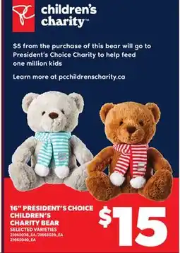 Loblaws 16 PRESIDENT'S CHOICE CHILDREN'S CHARITY BEAR offer