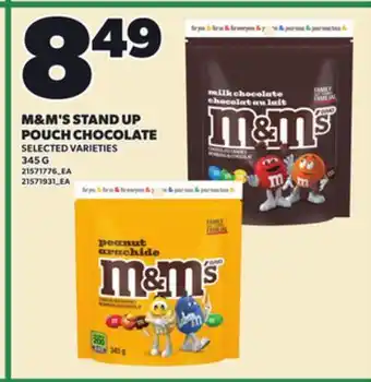 Loblaws M&M'S STAND UP POUCH CHOCOLATE, 345 G offer
