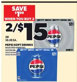 Loblaws PEPSI SOFT DRINKS, 12X355 ML offer