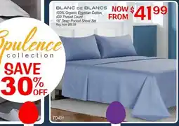 Oxford Mills BLANC DE BLANCS 100% Organic Egyptian Cotton 400 Thread Count 18 Deep Count Sheet Set offer