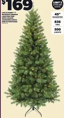 Loblaws LIFE AT HOME 7' MICRODOT MIRROR LAKE PINE TREE WITH COLOUR CHANGING LIGHTS AND 10 FUNCTIONS offer