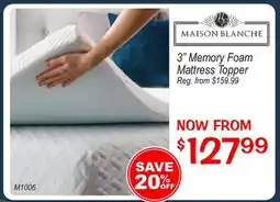 Oxford Mills 3 Memory Foam Mattress Topper offer