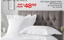 Oxford Mills 100% Organic Egyptian Cotton, 400 Thread Count 3pc Duvet Cover Set offer