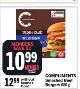 Foodland COMPLIMENTS Smashed Beef Burgers offer