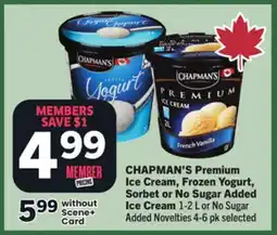 Foodland CHAPMAN'S Premium Ice Cream, Frozen Yogurt, Sorbet or No Sugar Added Ice Cream offer
