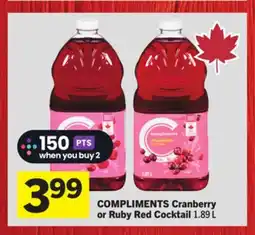 Foodland COMPLIMENTS Cranberry or Ruby Red Cocktail offer