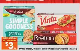 Foodland DARE Breton, Vinta or Simple Goodness Crackers offer
