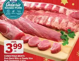 Foodland CONESTOGA MEATS Pork Back Ribs or Family Size Pork Tenderloin offer