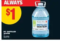 No Frills PC DISTILLED WATER, 4 L offer