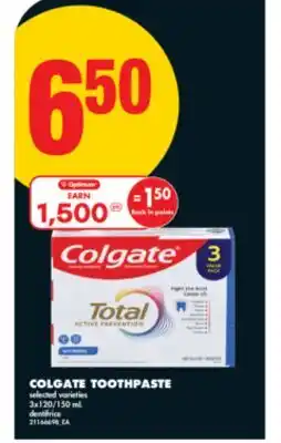 No Frills COLGATE TOOTHPASTE, 3x120/150 mL offer