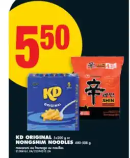 No Frills KD ORIGINAL 5x200 G OR NONGSHIM NOODLES 480-508 G offer