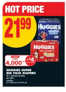 No Frills HUGGIES SUPER BIG PACK DIAPERS, 36-128'S offer