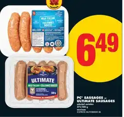 No Frills PC SAUSAGES or ULTIMATE SAUSAGES, 375/500 G offer