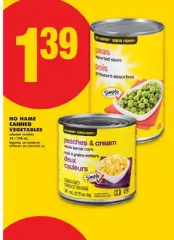 No Frills NO NAME CANNED VEGETABLES, 341/398 mL offer