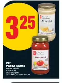 No Frills PC PASTA SAUCE, 410/650 ML offer
