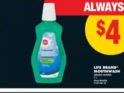 No Frills LIFE BRAND MOUTHWASH, 1 L offer