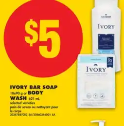 No Frills IVORY BAR SOAP, 10X90 G OR BODY WASH, 621 ML offer