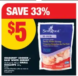 No Frills SEAQUEST COOKED or RAW WHITE SHRIMP, 300 g or SMALL SCALLOPS, 400 g offer