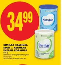No Frills SIMILAC CALCIUM, IRON or REGULAR INFANT FORMULA, 850 g offer