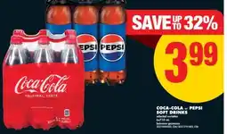 No Frills COCA-COLA or PEPSI SOFT DRINKS selected varieties 6x710 mL offer