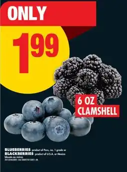 No Frills BLUEBERRIES OR BLACKBERRIES, 6 OZ CLAMSHELL offer