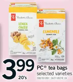 Fortinos PC TEA BAGS, 20'S offer