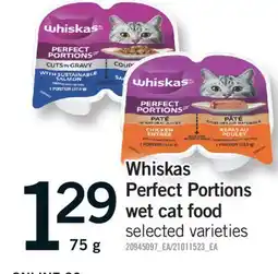 Fortinos WHISKAS PERFECT PORTIONS WET CAT FOOD, 75 G offer