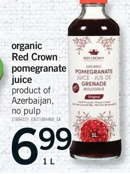 Fortinos ORGANIC RED CROWN POMEGRANATE JUICE, 1 L offer
