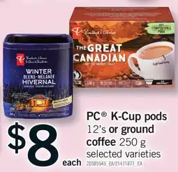 Fortinos PC K-CUP PODS 12' S OR GROUND COFFEE 250 G offer