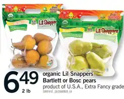 Fortinos ORGANIC LIL SNAPPERS BARTLETT OR BOSC PEARS, 2 lb offer