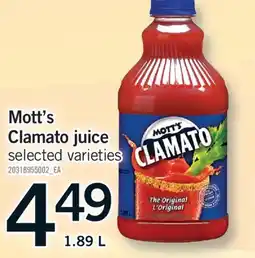 Fortinos MOTT'S CLAMATO JUICE, 1.89 L offer