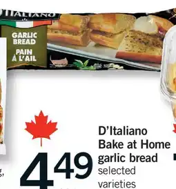 Fortinos D'ITALIANO BAKE AT HOME GARLIC BREAD, 325 G offer