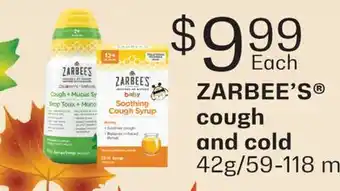 Fortinos ZARBEE'S COUGH AND COLD, 42g/59-118 ML offer