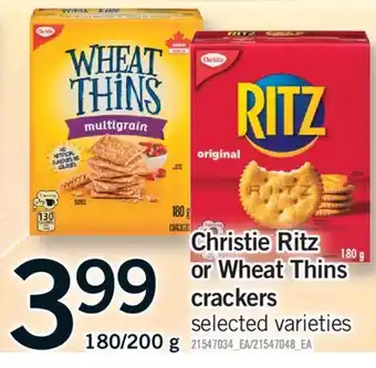 Fortinos CHRISTIE RITZ OR WHEAT THINS CRACKERS, 180/200 G offer