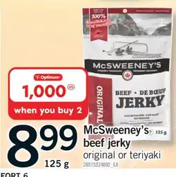 Fortinos MCSWEENEY'S BEEF JERKY BEEF, 125 G offer