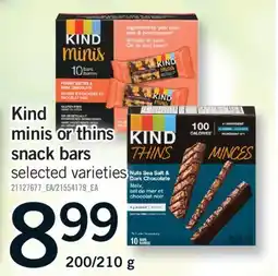 Fortinos KIND MINIS OR THINS SNACK BARS, 200/210 G offer