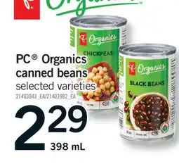 Fortinos PC ORGANICS CANNED BEANS offer