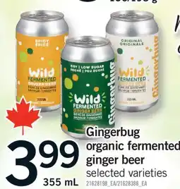 Fortinos GINGERBUG ORGANIC FERMENTED GINGER BEER, 355 mL offer