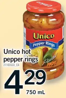 Fortinos UNICO HOT PEPPER RINGS, 750 ML offer